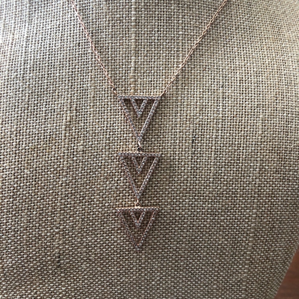 Stella & Dot rose gold geometric design necklace